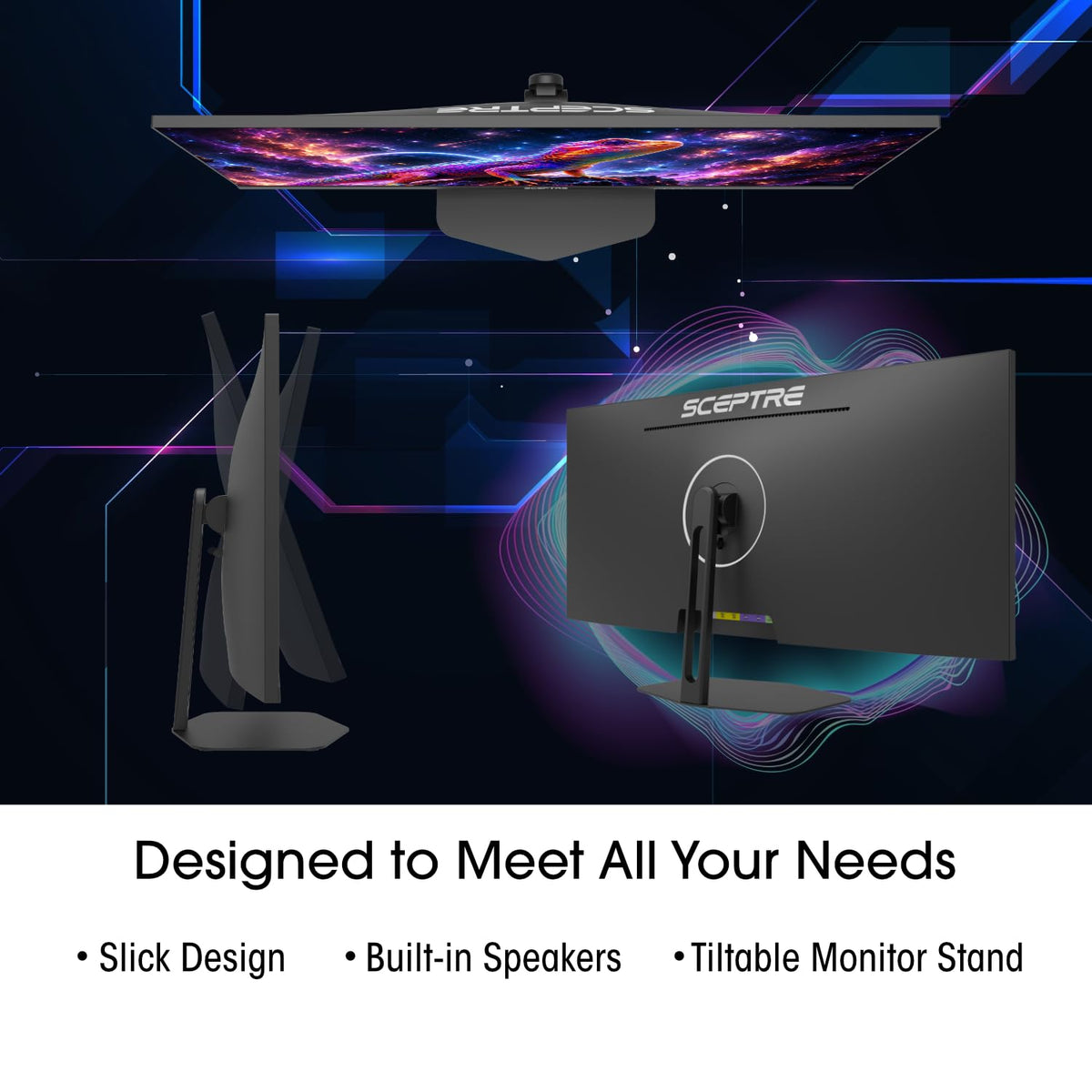 Sceptre New 34-inch Prime Gaming Monitor 3440 x 1440 up to 240Hz 1ms 100% sRGB DisplayPort x2 HDMI x2 Build-in Speakers, Machine Black 2027 (E345B-QU240T Series)