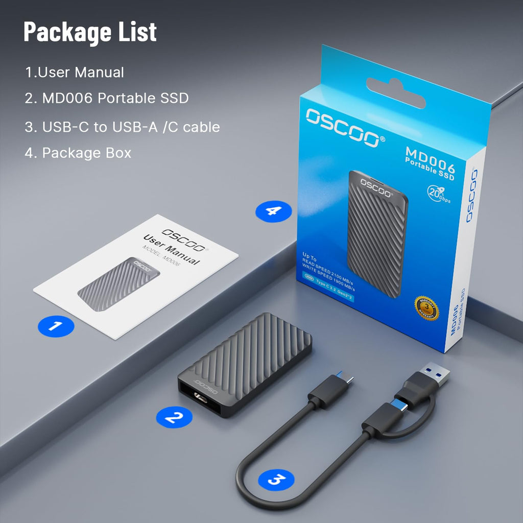 2TB External Hard Drive, Up to 2100MB/s, USB 3.2 Gen 2 External SSD