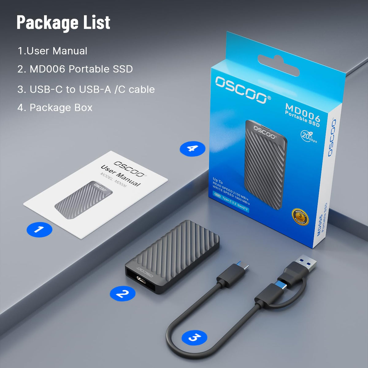 2TB External Hard Drive, Up to 2100MB/s, USB 3.2 Gen 2 External SSD