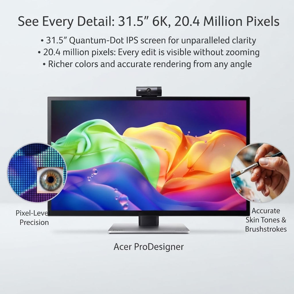 Acer ProDesigner PE320QXT bmiiphcuzx 31.5" 6K Touch Monitor, QD-IPS