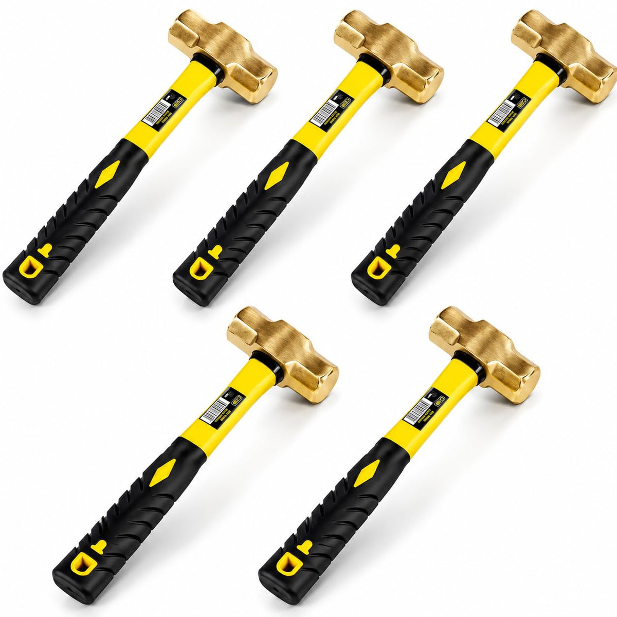 Stark USA 2-Pounds Sledge Hammer 2lbs Brass Head Fiber Glass Brass Sledge Hammer Impact Tool Hammer Comfortable Handle (Pack of 4)