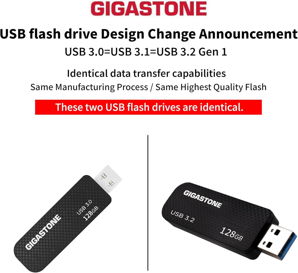 GIGASTONE 64GB Flash Drive 10-Pack, USB 3.2 Gen 1, Up to 80MB/s High-Speed Data Transfer, Carbon Fiber Design, Retractable, USB 2.0 / USB 3.0 / USB 3.1 Interface Compatible