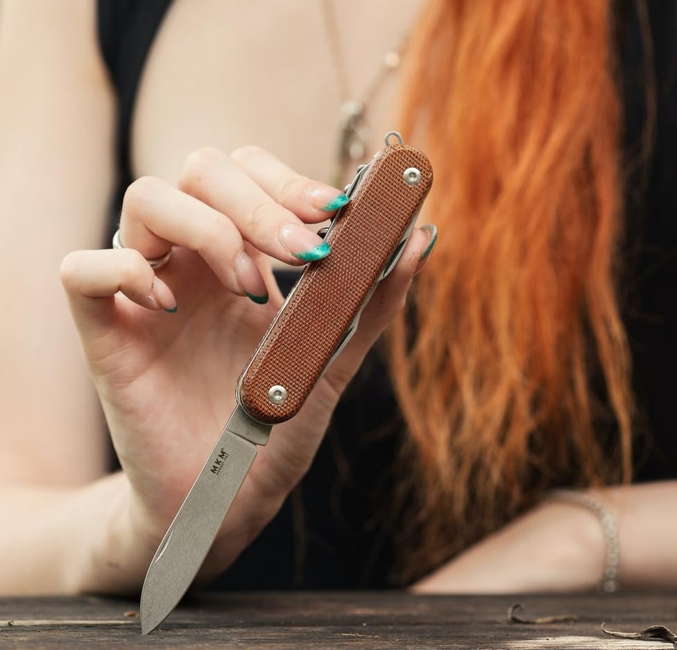 MALGA 6 V2 with MagnaCut Steel, Pocket Knife and Multi Tool, 6 Tools in 1, CPM-MagnaCut Primary Blade, Slip Joint, Made in Italy (Natural Micarta)