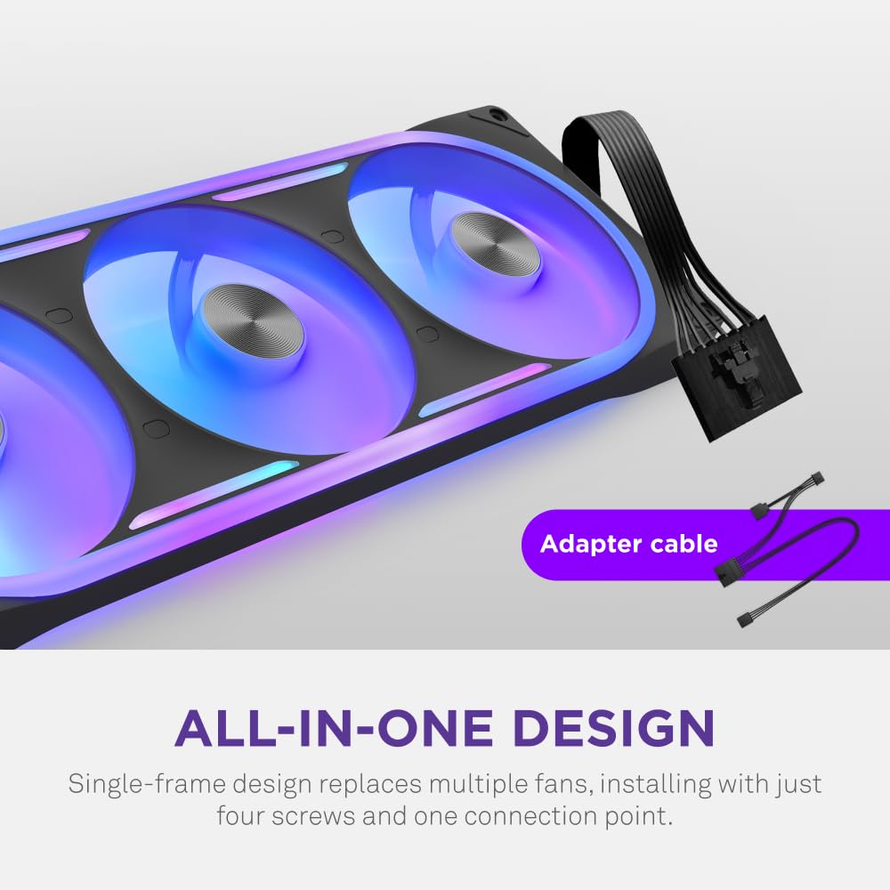 NZXT F420U Ultra - 420mm Single-Frame Multi-Zone RGB Fan - Black