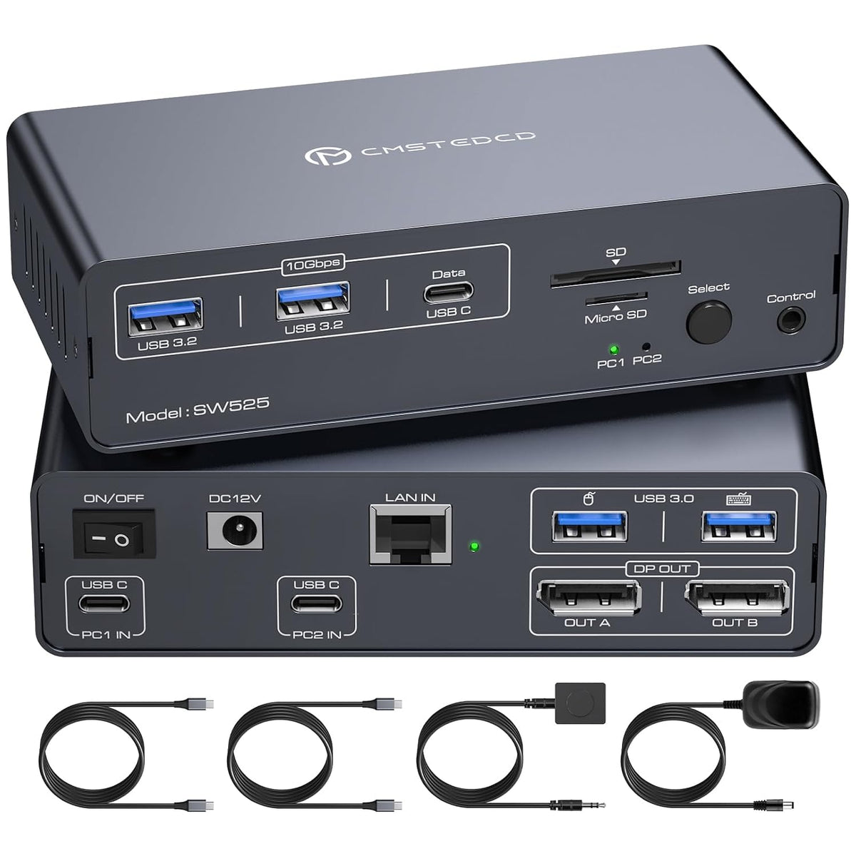 USB C KVM Switch 2 Monitors 2 Computers HDMI 4K60Hz EDID KVM Docking Station for 1 Laptop 1 Desktop Share Dual Monitor 13 in 1 Dock