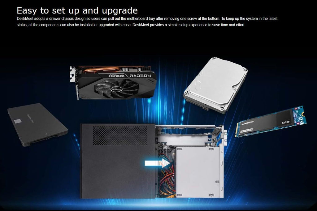 ASRock DeskMeet B660 Mini PC Barebone Kit – Intel B660, Supports 14th/13th/12th Gen Intel Core CPUs, DDR4 128GB, PCIe 4.0, Dual M.2, 500W PSU, USB-C, HDMI/DP/D-Sub (No CPU/RAM/Storage)