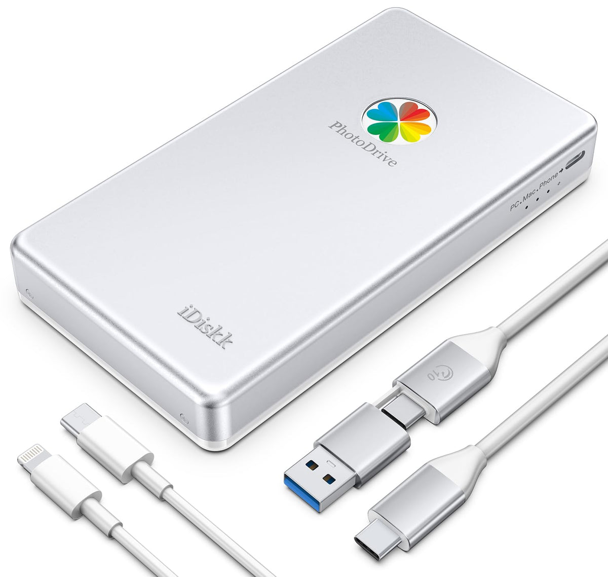iDiskk 1TB External Hard Drive USB Photo Memory Stick for Phone Mac PC | Plug and Play with Dedicated app, Cross-Device File Transfer, Portable Photo Backup, Compatible with iOS, Windows & Mac