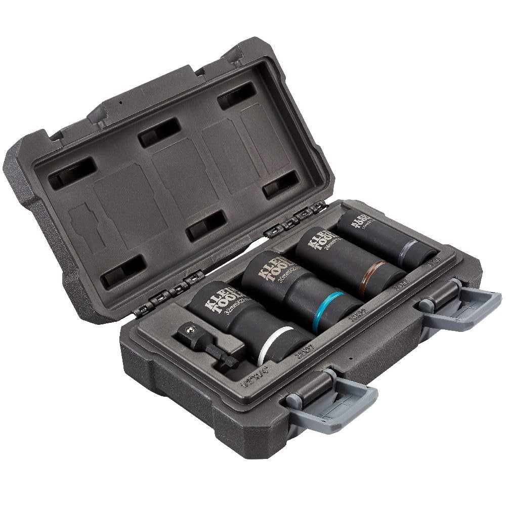 Klein Tools Impact Socket, Metric, 1/2-Inch Drive, 12-Point Deep Sockets