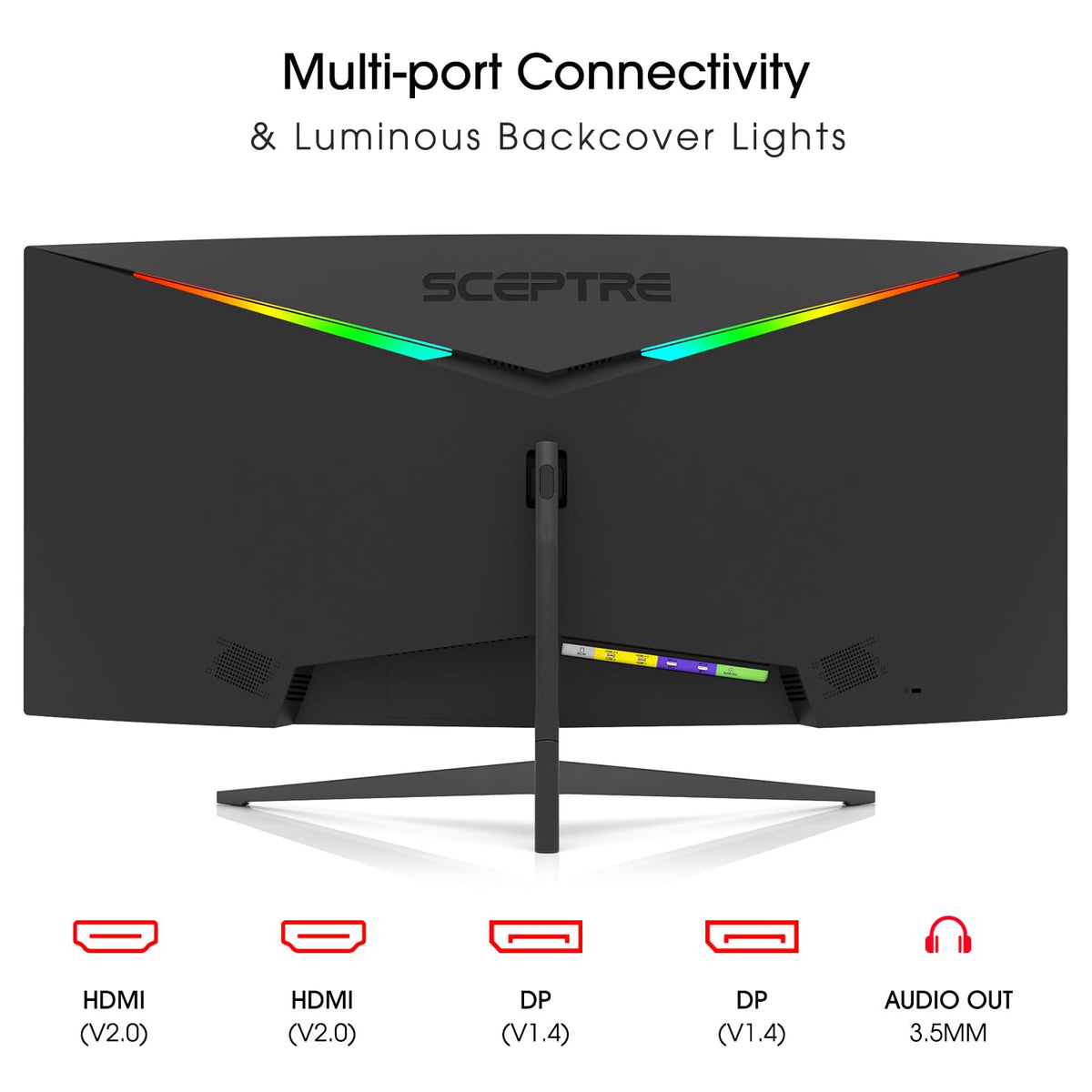 Sceptre 34-inch Curved ultrawide WQHD Monitor (3440 × 1440), R1500, up to 180Hz/165Hz, DisplayPort x2, 99% sRGB, 1ms, Built-in Speakers, Machine Black, 2025 (C345B-QUT168)