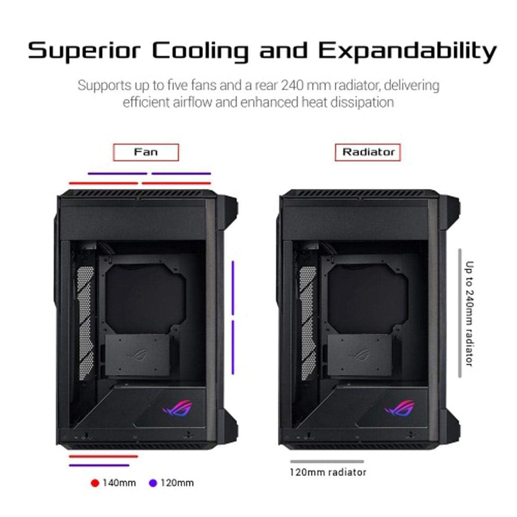 ASUS ROG Z11 Mini-ITX/DTX Gaming Case with Patented 11° Tilt Design, Compatible with ATX Power Supply,3-Slot Graphics, Front I/O USB 3.2 Gen 2 Type-C, 2X USB 3.2 Gen 1 Type-A and ARGB Control Button