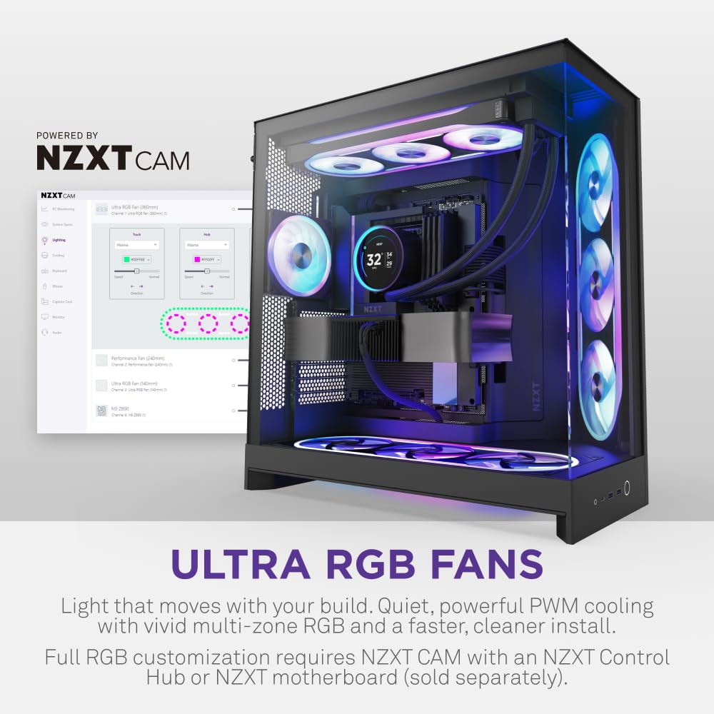 NZXT F420U Ultra - 420mm Single-Frame Multi-Zone RGB Fan - Black
