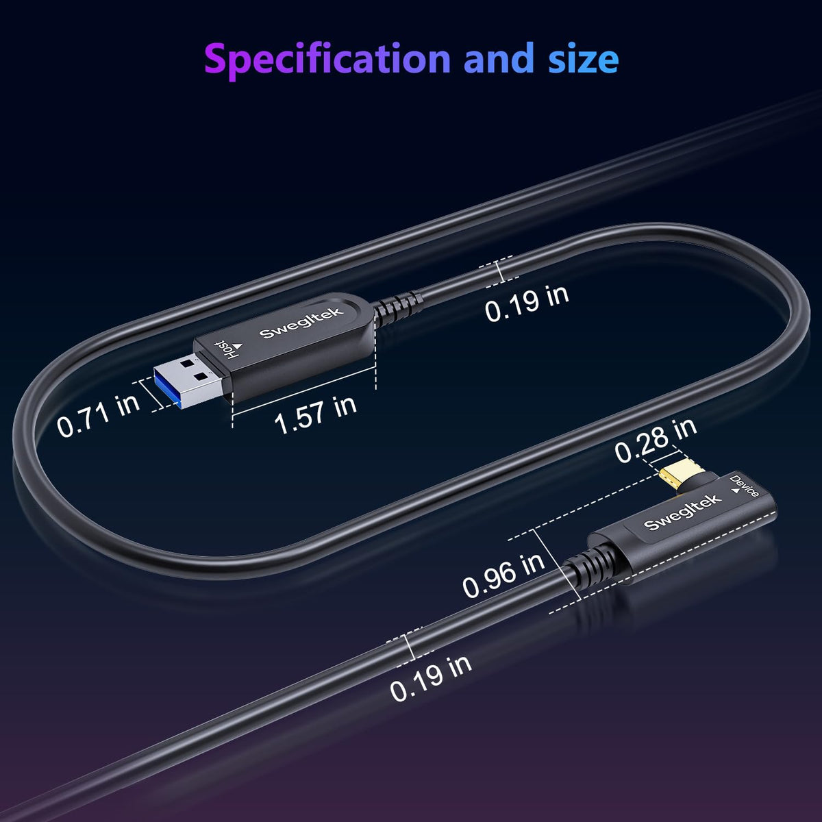 Fiber Optic USB C Cable Right Angle(50ft),10Gbps High Speed Data Transfer USB A to Type C Cable,Compatible with Cameras,Webcams,VR,AR for Collaborative Meetings,Smart Classroom,Data Center