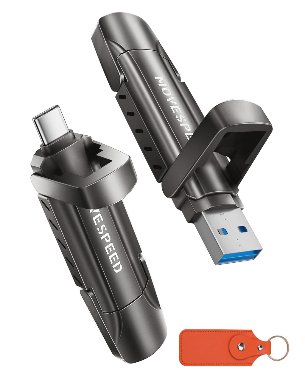 MOVE SPEED 1TB Flash Drive with 1000MB/s Read Write Speed, USB 3.2 Gen2+Type C Dual Port USB Flash Drives, Thumb Drive for iPhone 15, 16, 17 Series/MacBook/Android Phone/Audio etc(1 Pack)