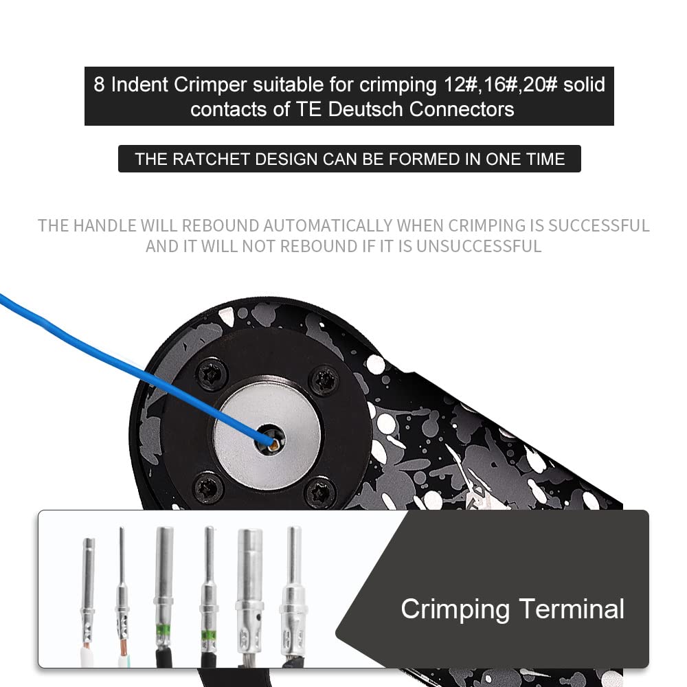 JRready NEW-DT2 Deutsch Crimp Tool for DTP, DT, DTM Connectors, Size 12, 16, 20 Solid Contacts. Equivalent to HDT 48 00 Deutsch Crimper(12-22AWG) (Pack of 2)