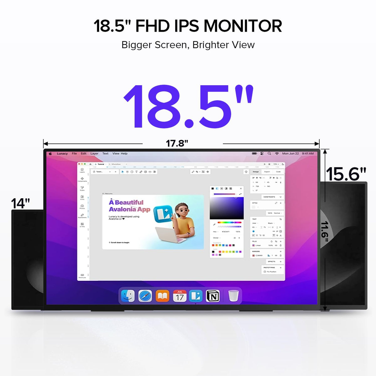 UPERFECT 18.5" 120Hz Portable Monitor, 125% sRGB Laptop Gaming Display