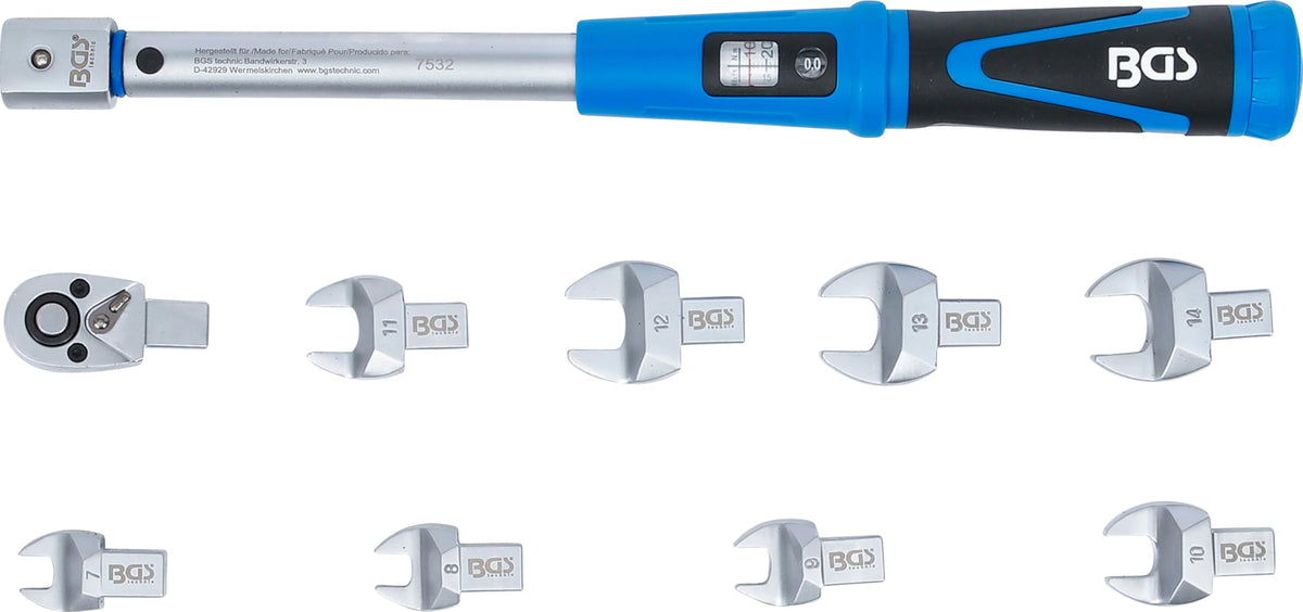 BGS 7532 Torque Wrench Set for 9 x 12 mm Insertion Tools 10-50 Nm 10-Piece