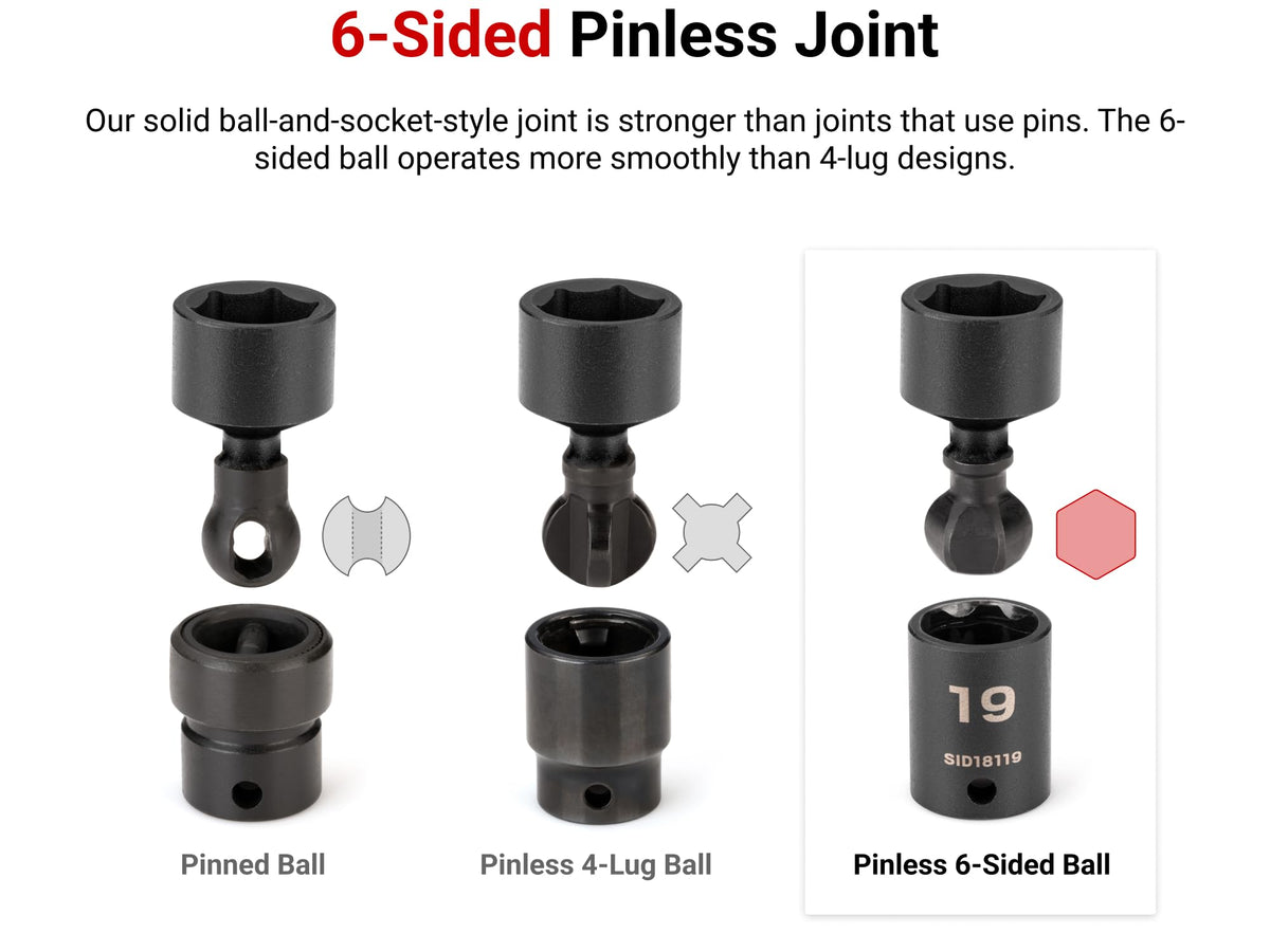 TEKTON 3/8 Inch Drive Universal Joint Impact Socket Set | SID97003