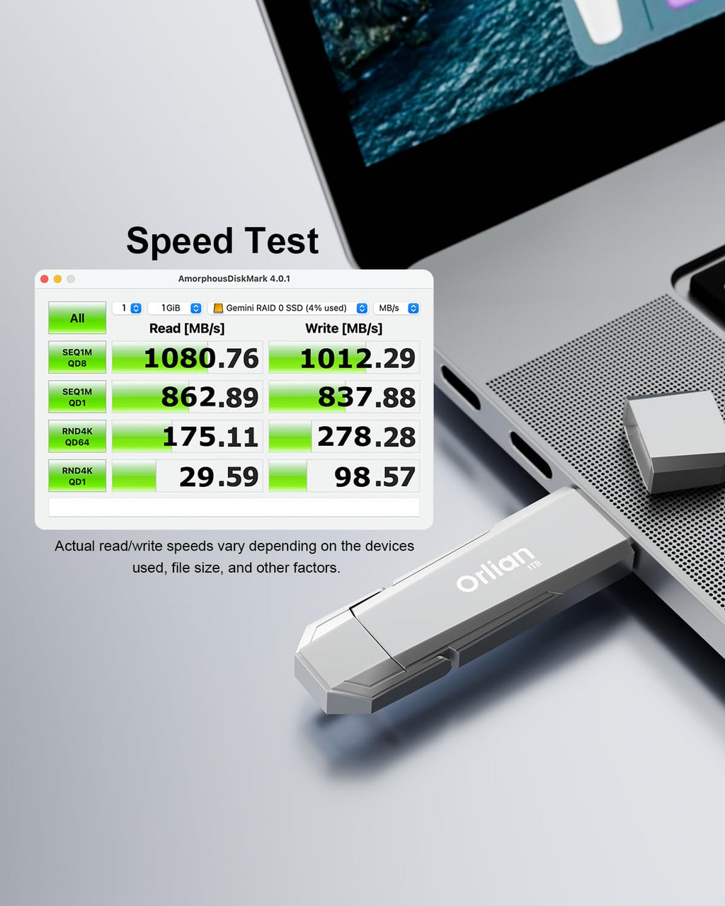 1TB External SSD USB Solid State Drive up to 1000MB/s Dual USB C+A 3. 2 Thumb Drive