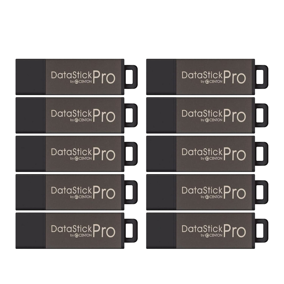 Centon Electronics DataStick Pro USB 2.0 Flash Drive, 2 GB, 50 USB Flash Drives, 50 Bulk Pack, Grey