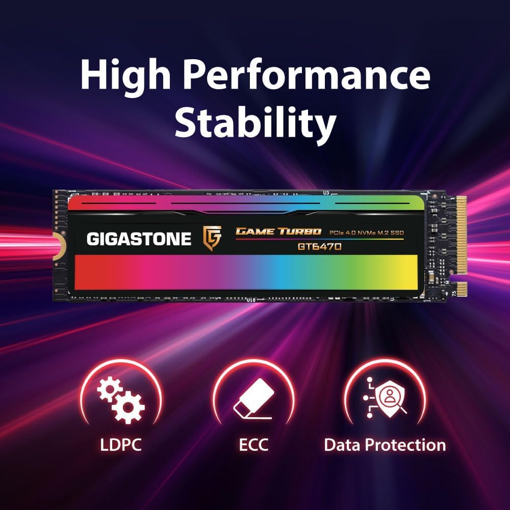 Gigastone 2TB Game Turbo PCIe Gen4x4 SSD (2-Pack) Up to 7,300MB/s with SLC Caching Gaming/PC/Desktop/Laptop 5-Year Warranty M.2 NVMe PCIe 4.0 2280 Internal Solid State Drive
