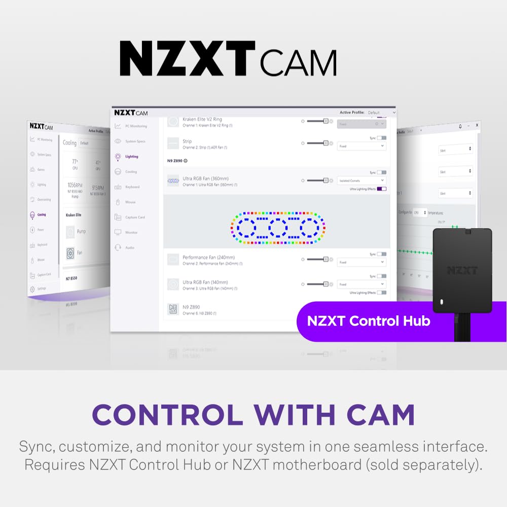 NZXT F420U Ultra - 420mm Single-Frame Multi-Zone RGB Fan - Black