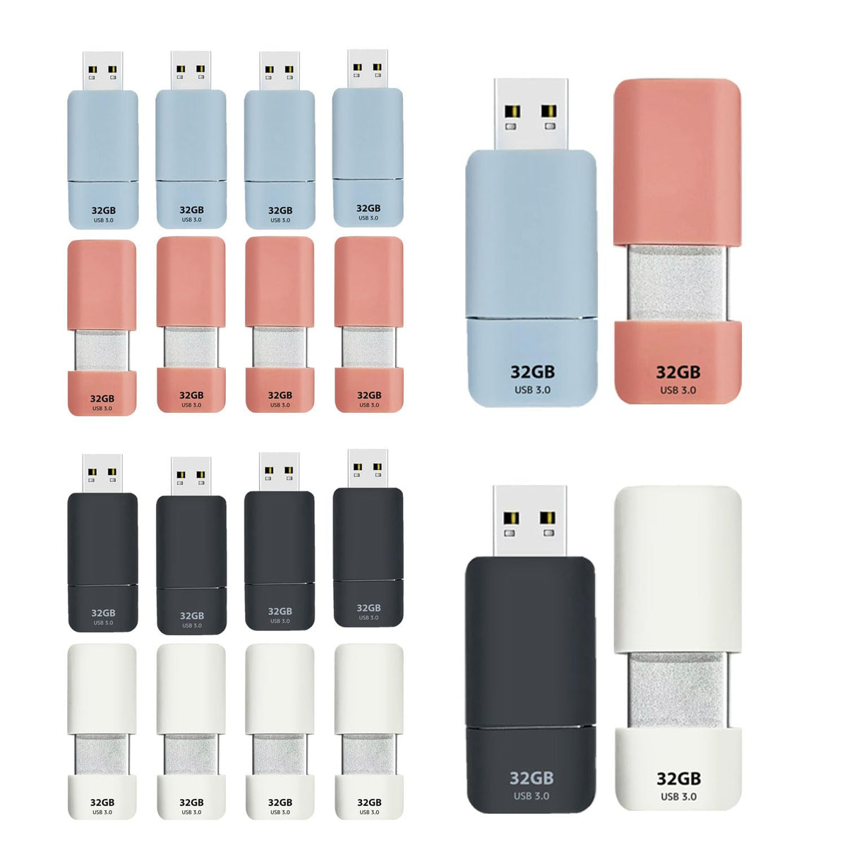 GIGASTONE 64GB Flash Drive (10 Pack) Z60 USB 3.2 Gen 1, 100MB/s Ultra Fast, Retractable Capless Slider Design, Data Storage, Backup for PC/Mac/TV/Car Audio, USB 2.0/3.0/3.1 Compatible