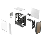 Fractal Design North Chalk White Tempered Glass Clear - Genuine Oak Wood Front - Glass Side Panel - Two 140mm Aspect PWM Fans Included - Type C USB - ATX Airflow Mid Tower PC Gaming Case