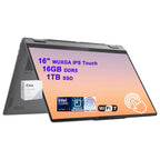 Lenovo Yoga 7 2-in-1 AI Laptop 16" WUXGA Touch Intel 8-core Ultra 7 256V (Up to 47 NPU Tops) 16GB DDR5 1TB SSD WiFi7 Fingerprint Backlit for Creator Business Professional Win11 Pro ICP Accessory