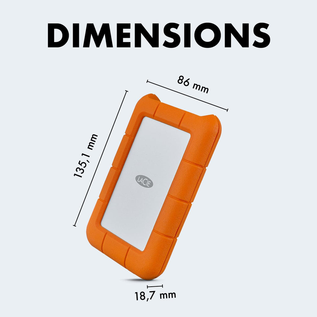 LaCie Rugged Secure 2TB External Hard Drive Portable HDD – USB-C USB 3.0 Drop Shock Dust Rain Resistant Computer Desktop Workstation Laptop Hardware Encryption, 1 Month Adobe CC (STFR2000403)