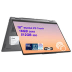 Lenovo Yoga 7 2-in-1 AI Laptop 16" WUXGA Touch Intel 8-core Ultra 7 256V (Up to 47 NPU Tops) 16GB DDR5 1TB SSD WiFi7 Fingerprint Backlit for Creator Business Professional Win11 Pro ICP Accessory