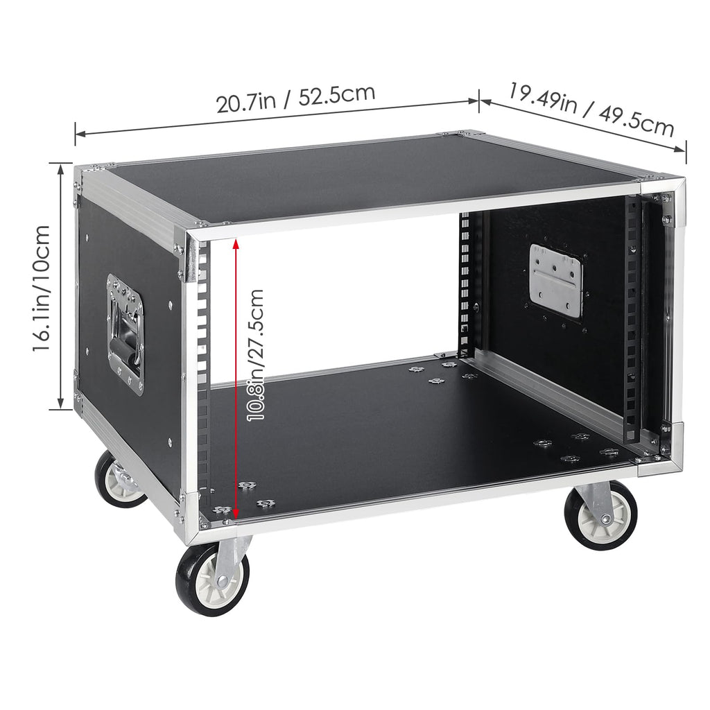 AV Gear Rack 6U Home Audio & Video Stage Stereo Equipment Storage Cabinet Stand On Wheels - Mobile Floor Standing - 6U 19in Server IT Network Data Devices Storage Rack Cabinet