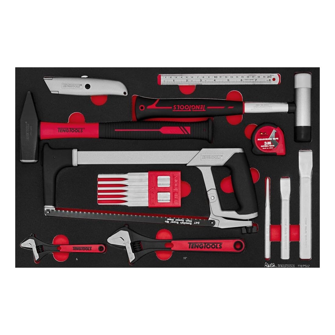 Teng Tools 17-Piece General Tool Set Hand Tools FOAM4X4 Tray - TTEPS12
