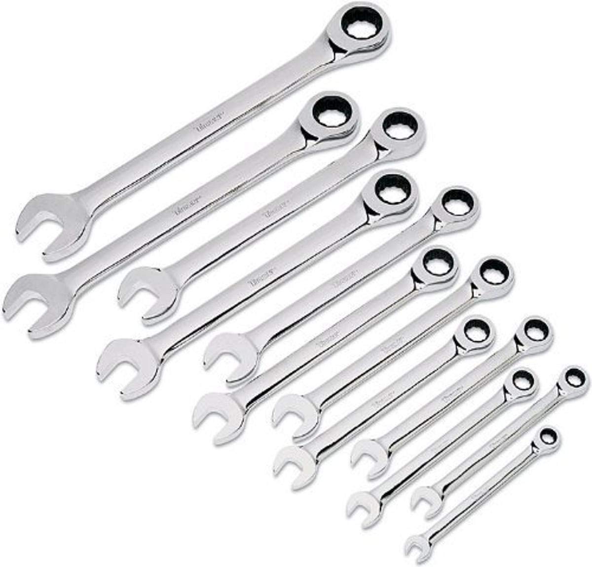 Titan 17366 13-Piece 12 Point 72 Tooth SAE Flex Head Ratcheting Combination Wrench Set