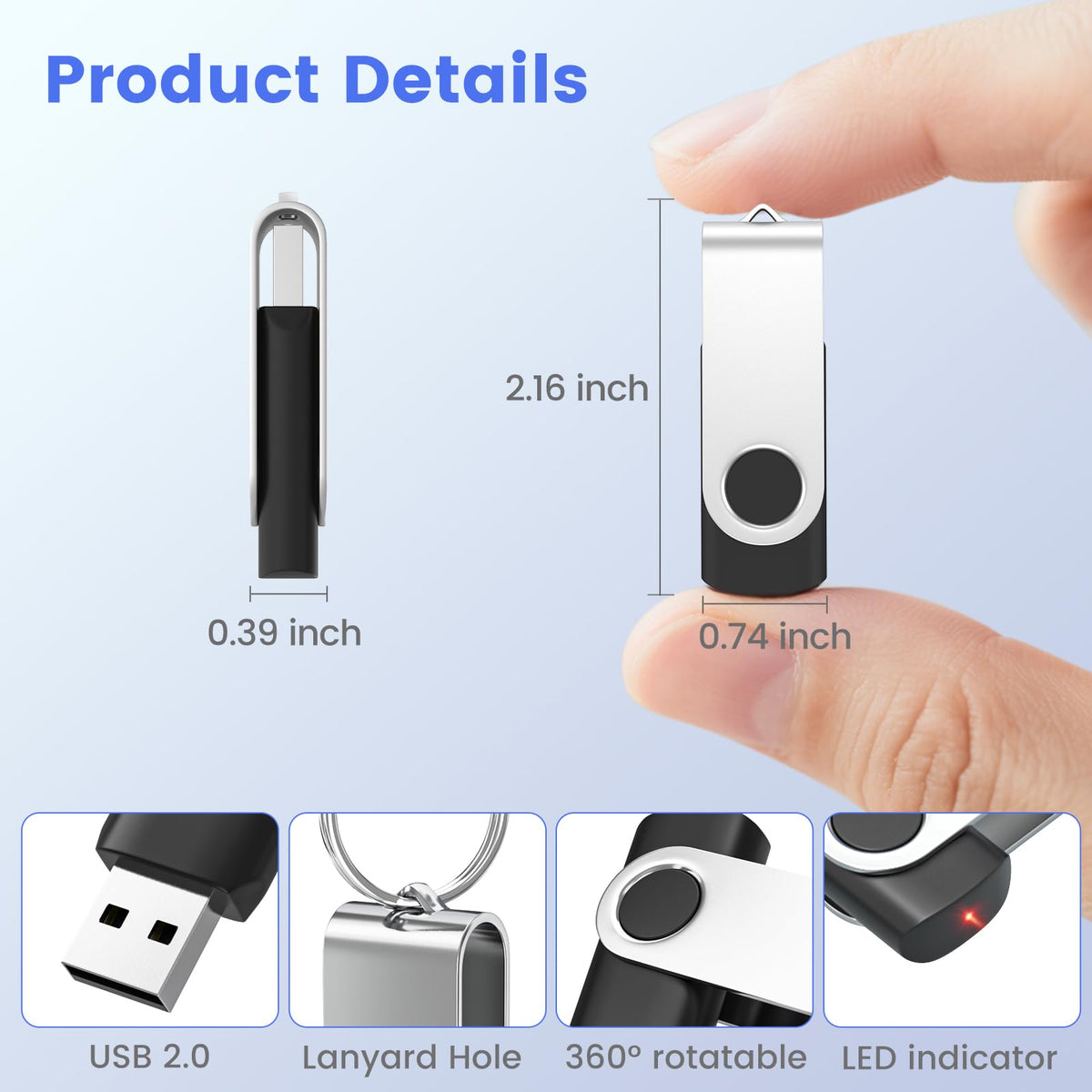 128MB Flash Drive 100 Pack, USB 2.0 Memory Stick with Lanyards