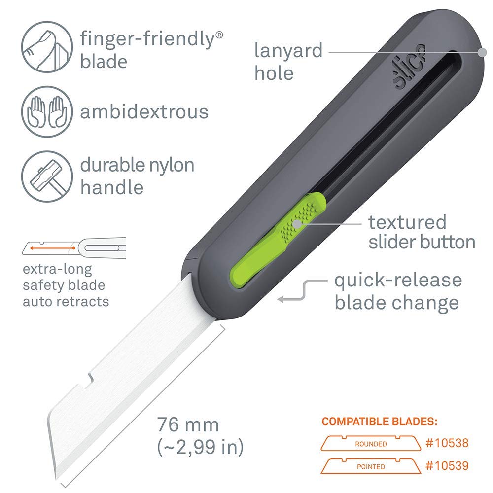 Slice 10560-CS 3" Extra Long Insulation Foam Tool, Designed for Foam Cutting, Finger Friendly, Ceramic Blade, Automatically Retracts, 6 Pack (10560-6)