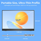 VisionOwl Portable Monitor 15.6 Inch 1080P FHD 85% sRGB Second Screen, USB-C HDMI HDR External Travel Monitor for Laptop PC MacBook PS5 Xbox, VESA Mountable, with Speakers, Cover Stand, Silver
