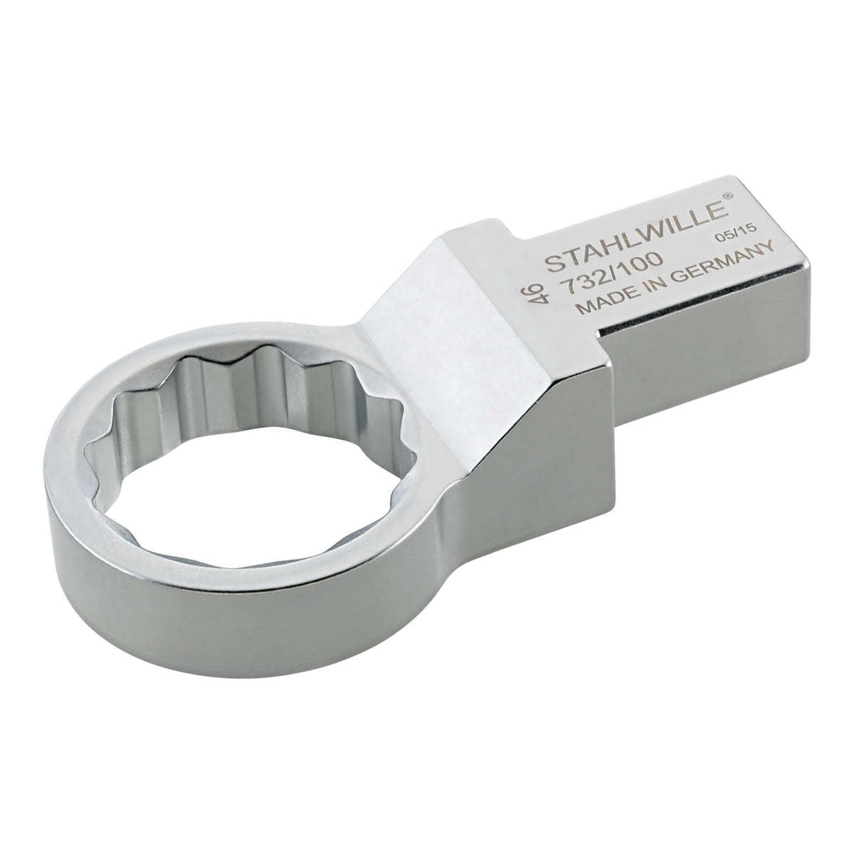 Stahlwille 58221046 46mm Ring Insert Tool for Torque Wrenches, 22mm x 28mm Drive, Chrome-Plated Finish, Bi-Hex Profile, AS-Drive, Secure Fixation - Made in Germany