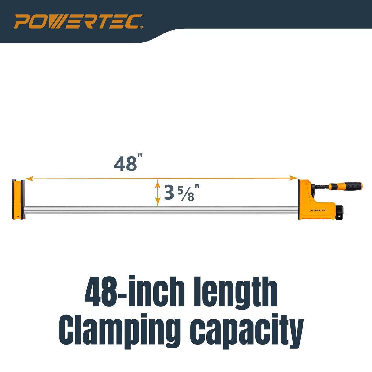 POWERTEC 71602-P4, 8PK, Woodworking Parallel Clamps 48-Inch | Jaw Bar Clamp Spreader Tool