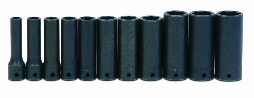 Williams JHWWS-1419RC SUPERTORQUE 19-Piece 1/2-Inch Drive SAE Deep Impact 6 Point Socket Set, Black Industrial Finish, Designed for Maximum Engagement on 6-Point Fasteners