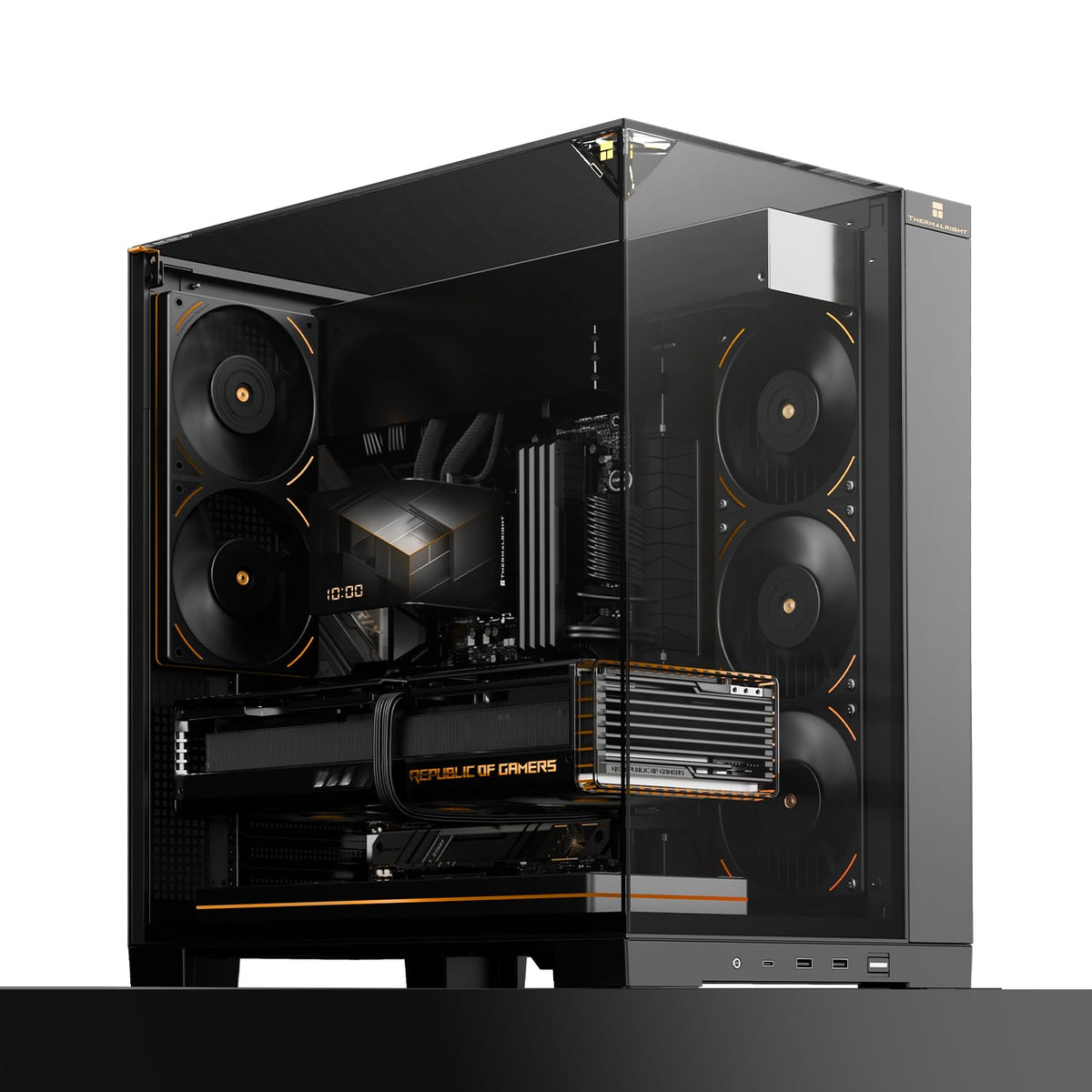 Thermalright A70 Vision ATX Gaming case |Three Sides Without Stands,Panoramic Glass Panel |8 Fan Slots |Tower-Style Computer case |Equipped with Type-C Interface |Comes with a 9.16-inch LCD Display |