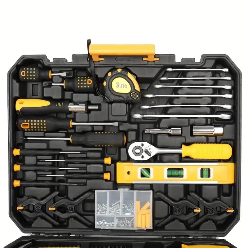 198pc Tool Set - Black & Yellow - Comprehensive Tool Kit - Durable Steel Construction - for DIY Enthusiasts & Professionals - Ideal Gift for Home Improvement Projects