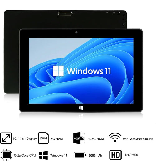 10.1" Windows Tablet Touchscreen Tablets Computer 6GB RAM 128GB ROM, Intel Processor, USB 3.0, Micro HDMI, 6000MAH Battery, Dual Cameras, Bluetooth 5.0