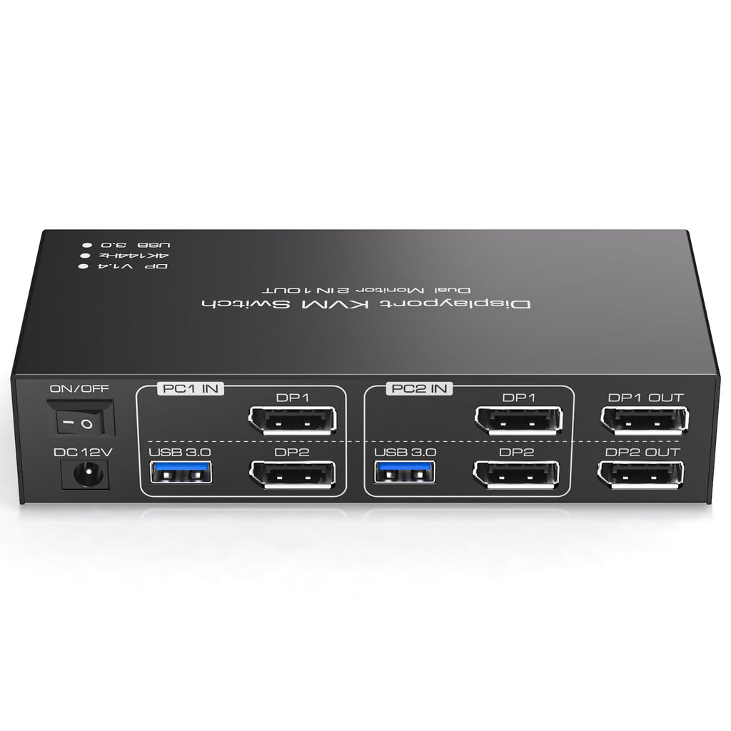 USB C KVM Switch Docking Station for 2 Montors 2 Laptops or MacBook with Displaylink,14-in-1 Thunderbolt Docking Station Support Extended/Copy Mode with 4K@60Hz HDMI and Displayport Dual Display Out