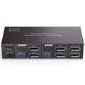 USB C KVM Switch Docking Station for 2 Montors 2 Laptops or MacBook with Displaylink,14-in-1 Thunderbolt Docking Station Support Extended/Copy Mode with 4K@60Hz HDMI and Displayport Dual Display Out