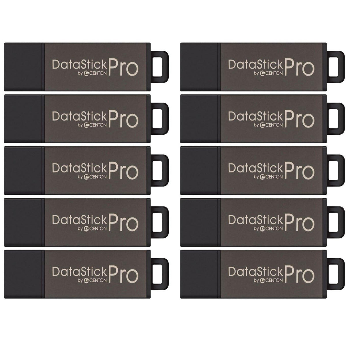 Centon Electronics DataStick Pro USB 2.0 Flash Drive, 2 GB, 50 USB Flash Drives, 50 Bulk Pack, Grey
