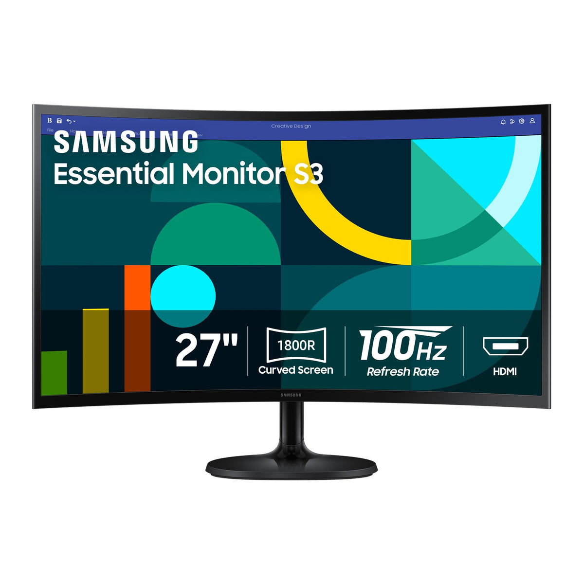 Samsung 27" Essential S3 (S36GD) Series FHD 1800R Curved Computer Monitor