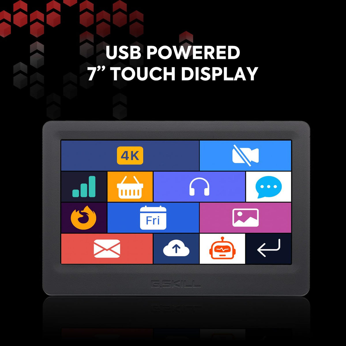 G.SKILL WigiDash PC Command Panel - 7 inch Touch Display, Up to 20 (5x4) Widget Grid, Customizable Hotkeys/Shortcuts/Widgets, Monitor System Performance (Windows 10 and 11, USB Powered)
