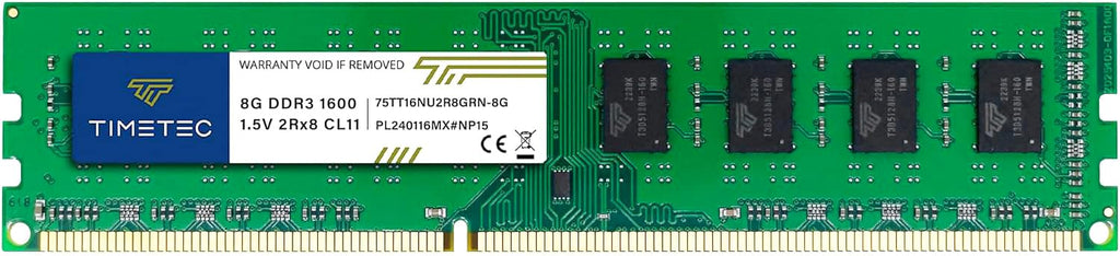 Timetec 80GB KIT(10x8GB) DDR3 1600MHz (DDR3-1600) PC3-12800 (PC3-12800U) Non-ECC Unbuffered 1.5V CL11 2Rx8 Dual Rank 240 Pin UDIMM Desktop PC Computer Memory RAM(SDRAM) Module Upgrade