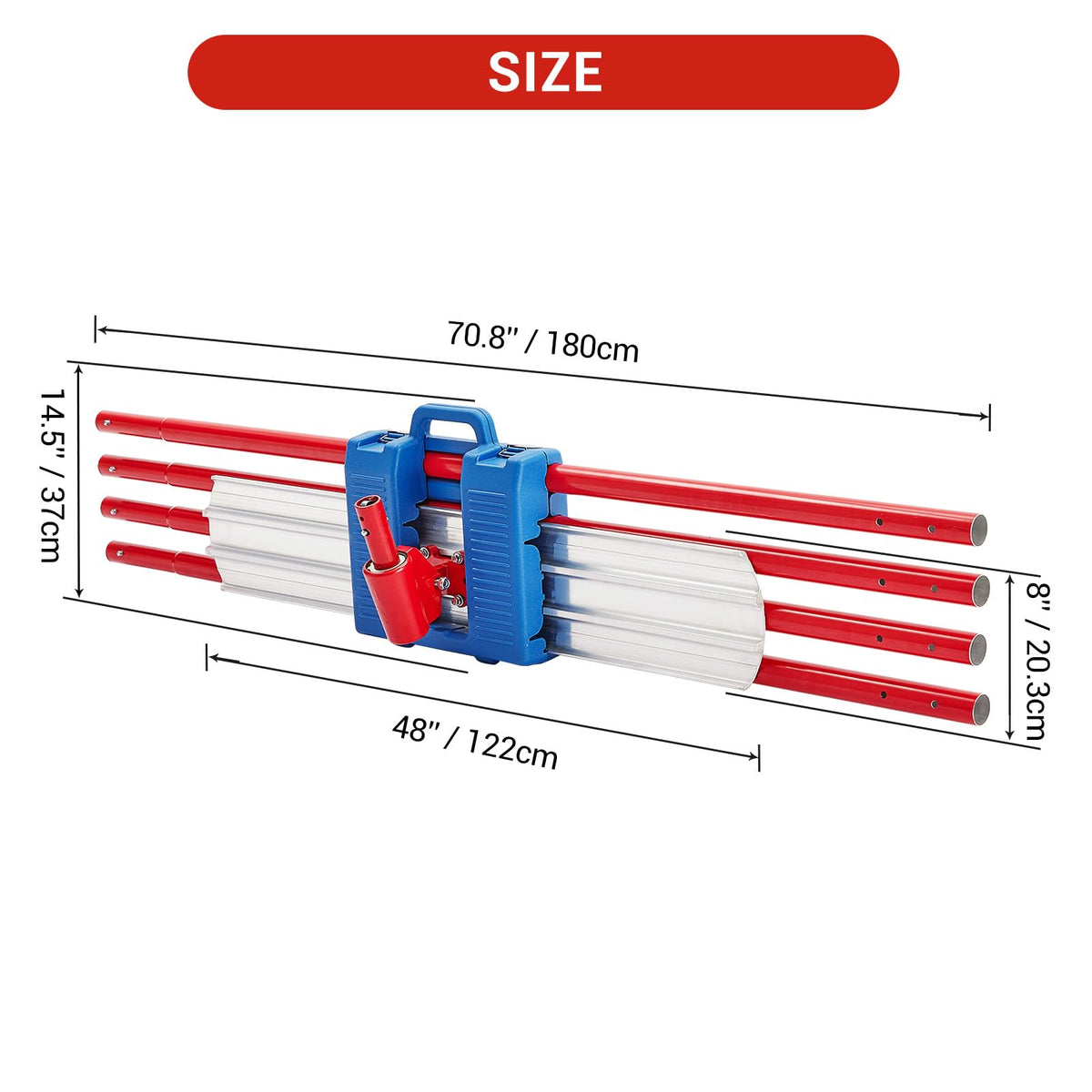 48x8 Inch Bull Float Concrete Tools, Aluminum Magnesium Concrete Finishing Tools with Round Ends, 4 Handles & Carrying Case, Quick-Connect Cement Trowel for Home, Construction