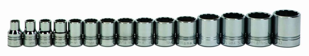 Williams WSS-23RC 23-Piece 1/2-Inch Drive Shallow 12 Point Socket Set